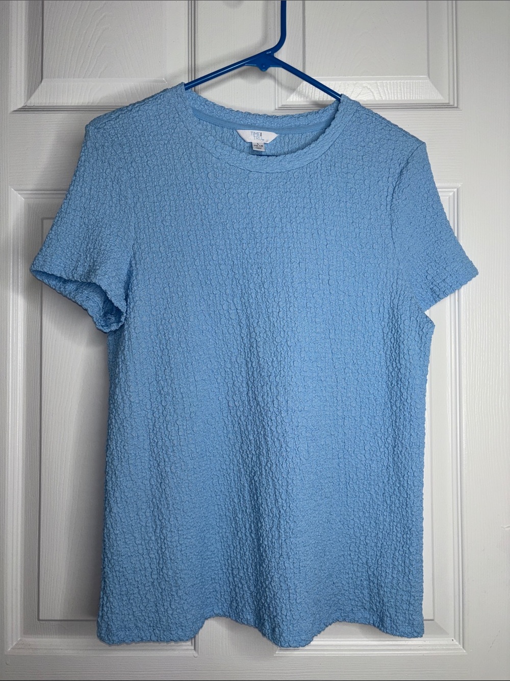 Time and Tru Light Blue Textured Crewneck Tee